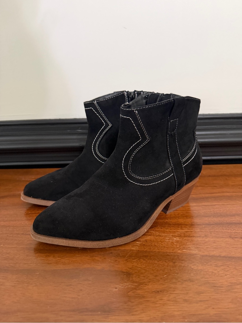 torrid Black Suede Western-Style Ankle Boots
